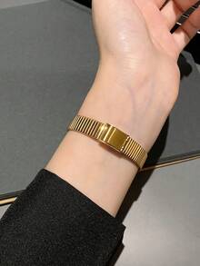 1 Piece Oval Retro Style Gold Bamboo Strap Quartz Women's Watch Elegant And Exquisite, Suitable For Daily Wear, Birthday Gifts, Parties - Gold - View 6