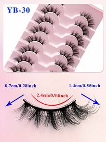 ENCHUW 8 Pairs Half Lashes Natural Look Manga Lashes False Eyelashes Wispy Curling Faux Mink Lashes Fake Eyelashes Suitable For Parties - Black - View 2