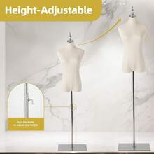 GCCSJ Female Mannequin, Hanging Pants & Skirts Dress Mannequin With Stand, Height Adjustable Torso For Clothing Dress Jewelry Display, Sewing, Silver - 銀色底座 - 查看 4