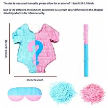 Set de 5 piñatas para revelación de género, piñata temática para fiesta de revelación de género, decoración de fiesta, decoración divertida de piñata, utilería fotográfica, adecuada para diversas fiestas, incluye palo, venda para los ojos, confeti azul y rosa - Rosa - Ver 2