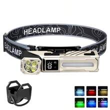 1pc All-In-One Light! Type-C Rechargeable Magnetic Motion-Sensor Headlamp, Converts To Flashlight/Bike Light, With RGB Side Lights