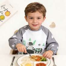 1pc Newborn Infant Reversible Feeding Bib, Baby Eating Smock, Unisex - Multicolor - View 8