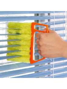 Limpiador suave, limpiador de persianas venecianas, limpiador de aire acondicionado, cepillo limpiador, limpiador de ventanas, herramientas de limpieza del hogar - Amarillo - Ver 5