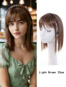 Hairband With Choppy Bangs, One-Piece Hair Extension For Women, Covering Gray Hair, Adding Volume, And Straight Bangs. - Multicolor - View 16