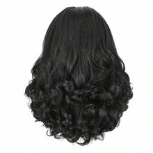 Yaki 女士卷发发带假发，黑色直发，发尾卷曲，合成材质，无需胶水，半头假发，带发带，16/20英寸 - 黑色 - 查看 11