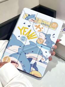 Shark Game Pattern Tablet Case Compatible With IPad Air 11-Inch M3 2025 / M2 2024, IPad Air 5th Generation 2022 , IPad (A16) 11 Inch 11th Generation 2025,Compatible With Samsung Galaxy Tab,Kindle Paperwhite 12th Gen 2024, Clear Back ,Fashion Pattern Protective Case,Autlueomatic Sleep And Wake-Up Function, Airbag Protection, Suitable For Gifts And Office Use - Multicolor - View 3