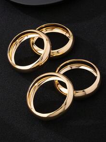 Men's Minimalist Smooth Fashion Round Personalized Bracelet Set (Excluding Gift Box) - Yellow Gold - View 3