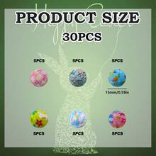 8/30颗复活节兔子蛋印花硅胶珠套装 - 复活节主题兔子蛋形设计 - 多种颜色和图案 | 可爱图案 | 光滑珠子 - 非常适合DIY制作钥匙扣、项链、手链、装饰笔、珠宝和吊坠 - 适合作为节日和生日礼物 - 復活節大套裝 - 查看 7