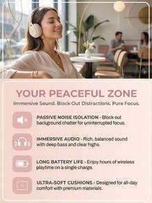 New Arrival Wireless Headphone With Hi-fi Stereo, Heavy Bass, Hd Calling, Foldable Design, Portable For Girls, Macaron Style, Ideal Gift - Apricot - View 4