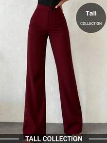 Quần dài nữ màu trơn, kiểu dáng thanh lịch, ống đứng, thích hợp mặc hàng ngày, đi làm, hẹn hò, đi nghỉ mát, dự tiệc mùa xuân. - Màu Đỏ Sâu - Xem 2