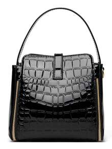 2026 NEW Women Tote Bag Luxury Designer Handbag Crocodile Pattern Leather Shoulder Bag High Quality Crossbody Bags - Black - View 7