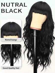 Peluca larga rizada y ondulada con flequillo, peluca sintética amigable para principiantes, resistente al calor, elegante para uso diario, pelucas para mujeres (colores de cabello: negro, marrón) - Multicolor - Ver 5