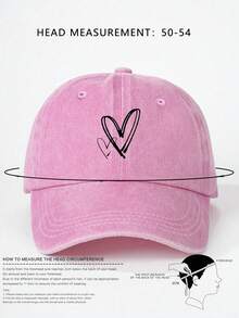 1顶印花爱心儿童水洗棒球帽，可调节户外防晒休闲帽，适合春秋季旅行、海滩，Y2K风格，男女童均适用 - 棒球帽 - 查看 4