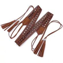 1pc Bohemian Style Hollow Tassel Buckle Design Women's Versatile Fashion Leather Belt, Suitable For Shirts, Dresses, School, Music Festivals, Parties In Summer And Autumn - Multicolor - View 9
