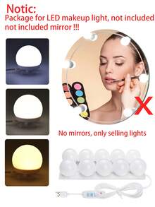 6pcs 10pcs/Kit LED 3-Color Makeup Mirror Bulb USB Powered Adjustable Light Mirror Front Fill Light Suitable For BedroomDormitory And Makeup Room - Makeup Lamp - View 3