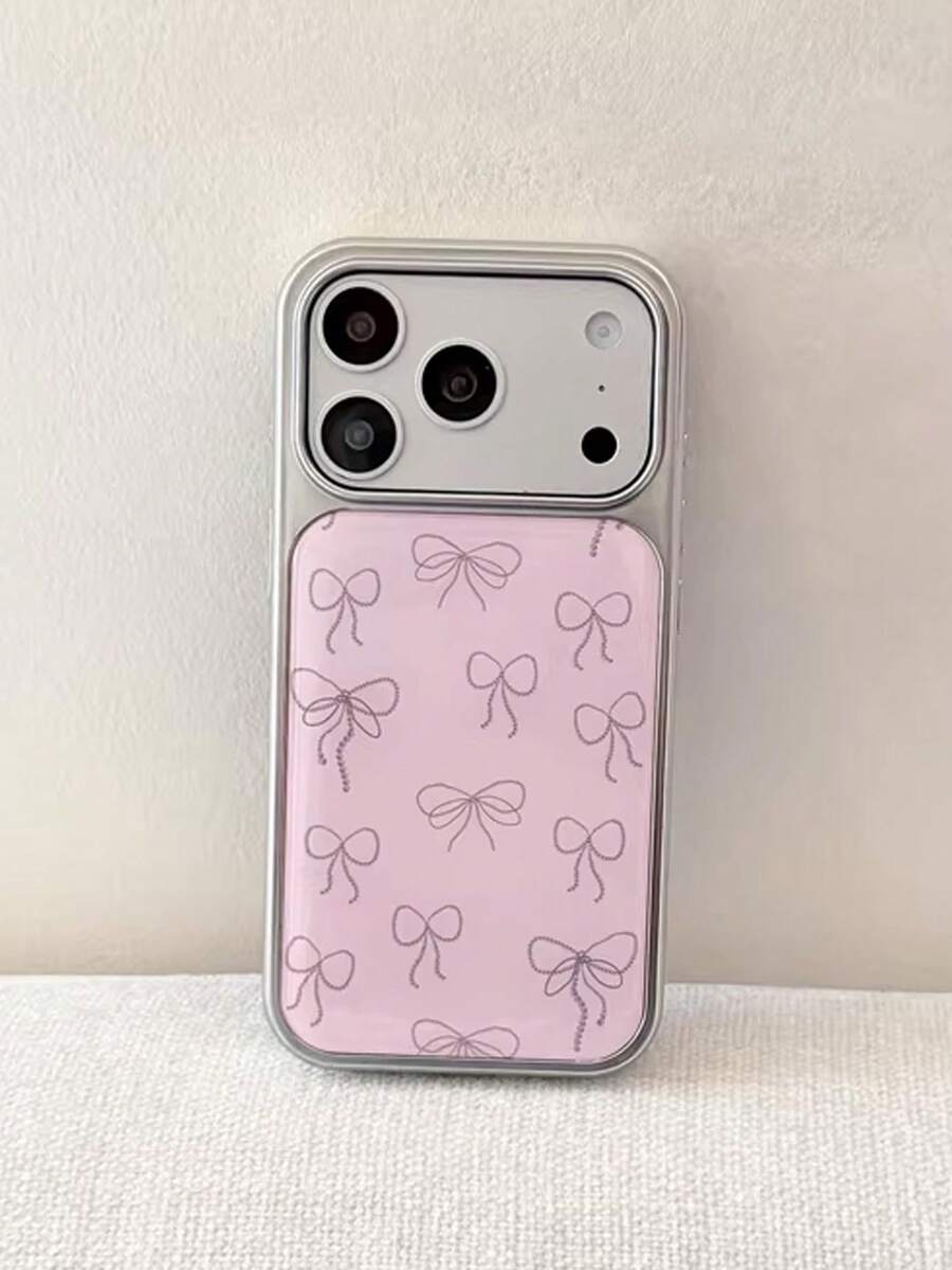 1 件装，银色边缘饰以精致蝴蝶结，采用硅胶保护壳，时尚美观，个性十足。兼容 17、 17 Pro Max、 16 Pro Max、 15 Pro、 14 和 13/12/11。适合作为情人节、生日或母亲节礼物送给家人、朋友、姐妹或女友。 - 粉色 - 查看 1