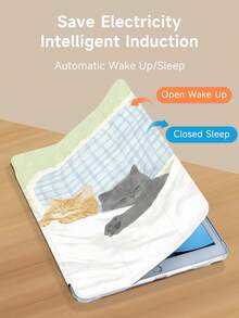 Sleeping Cat Tablet Case, Compatible With IPad 9.7/10.2/10.5/10.9/12.9/Pro 11, 10th Generation, Compatible With Samsung Galaxy Tab S6 Lite 10.4-Inch, Compatible With Kindle Paperwhite 12th Gen 2024, Kindle (11th Generation) 2022 Version, Kobo Clara Color, Soft Fall Protection, Smart Stand/Automatic Wake-Up/Sleep - Multicolor - View 6