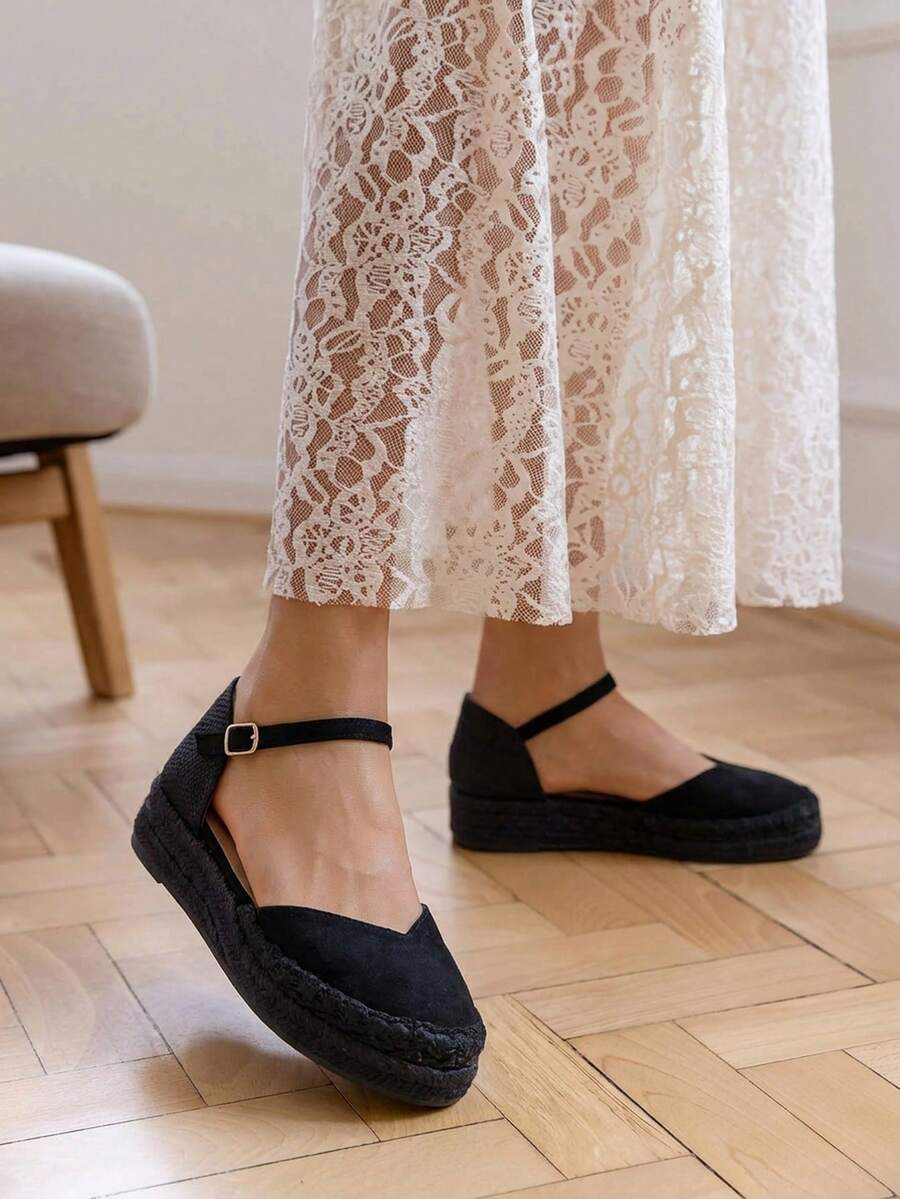 VIKIVIKI SHOES Women's Platform Espadrilles With A Thick, Non-Slip Sole, Y2K Vintage Bohemian Style, Comfortable For Walking, Ideal For Summer, Vacations, The Beach, City Wear, And Everyday Outfits, Perfect For Fresh Looks And Getaways. Estimated Delivery: 1-3 Business Days (Peninsula) - 黑色 - 查看 1