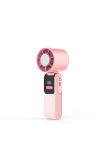 1pcPortable Foldable Ice-Cooling High-Speed Fan With LED Display, Dual Charging Ports & Built-In Cable - Summer Outdoor Travel Must-Have, Cools Even At 40°C, (, )