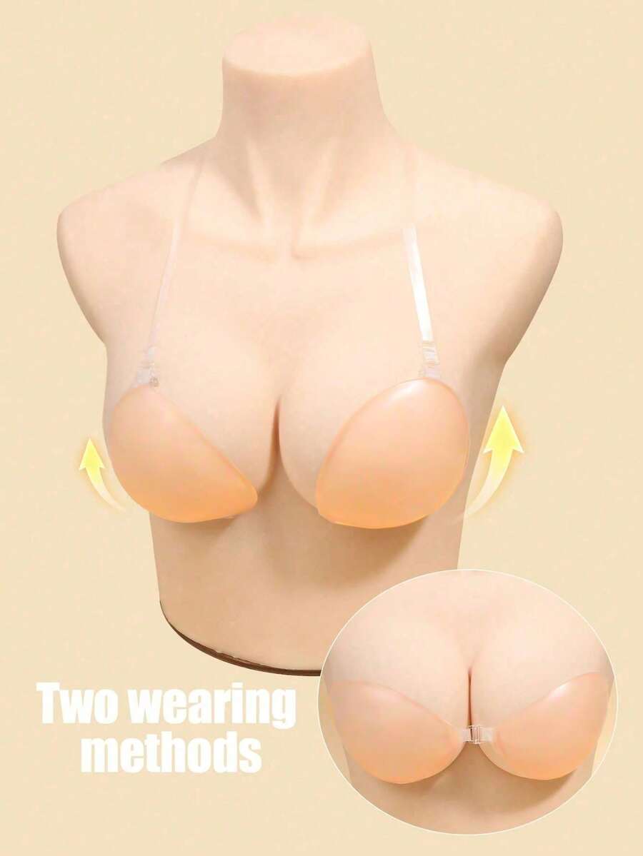 New Silicone Invisible Bra With Straps, Non-Slip Style, Lift And Enhance Cleavage, Designed For Wedding Photography, Strapless Dresses, Invisible Underwear, Dresses, Jumpsuits, Travel & Vacation - Apricot - View 1