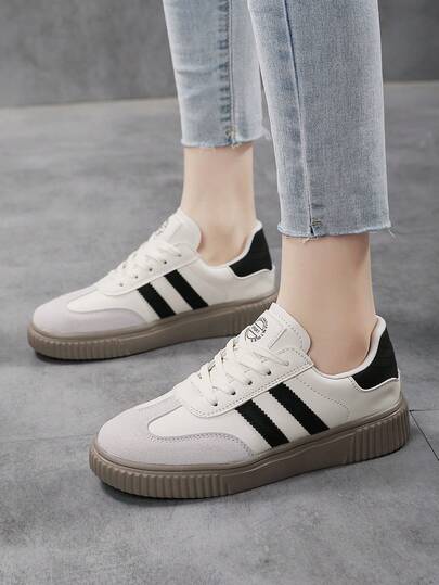 Women's Casual Lace-Up Low-Top Walking Shoes, Comfortable Outdoor Sports Shoes, Fashionable Round Toe Flat Shoes, New Lightweight Comfortable Fashionable Casual Sports Shoes For All Seasons