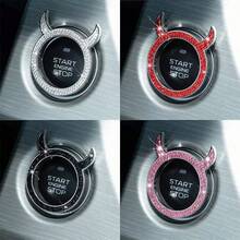 1pc Multi-Color Rhinestone Devil Horn Car Ignition Key Decoration Ring, Rhinestone Decor Car One-Key Start Button Decoration, 3D Devil Horn Quirky Design With Sparkling Rhinestones, Brilliant Shine Under Light - 1pc Devil Horn Starter Key Ring - View 10