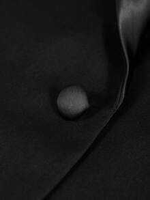 2pcs Black Italian Banquet Notched Collar Suit Set, Formal Hosting Attire, Wedding Tuxedo Jacket + Pants - Black - View 6