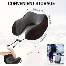 1 Adjustable U-Shaped Neck Pillow - Polyester, Hand Washable, Multiple Colors Available, Suitable For Car Travel And Outdoor Use, Comfortable And Snug Neck Support, Travel Neck Pillow, Car Accessory, Stylish Design, Durable Fabric. - Áo khoác đen có mũ trùm đầu - Xem 5