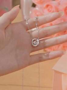 0.5ct Classic Moissanite Pendant Necklace In 925 Sterling Silver - Unisex Jewelry Gift With Certificate & Gift Box, Perfect For Halloween - White - View 2