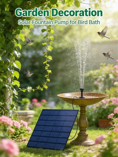 DIY Solar Fountain Pump, Solar Panel Pond Pump With 6 Nozzles, Garden, Bird Bath, Aquarium, DIY Fountain, Garden Decoration