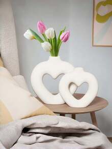 1 chiếc bình hoa hình trái tim màu trắng, bình gốm trang trí hình trái tim, bình hoa phong cách Bắc Âu, bình hoa trang trí tối giản, thích hợp cho bàn ăn, đám cưới, nhà hàng, phòng khách, văn phòng, trang trí nhà cửa. - Nhiều màu - Xem 9