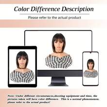Peluca corta y recta con flequillo, de diseño elegante, de material de fibra resistente a altas temperaturas, en color negro y marrón mezclados, para mujeres - Multicolor - Ver 10