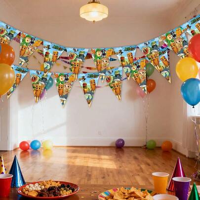 12pcs/Set Italian Brain Rot Party Banner - Cute Cartoon Character & Brain Themed Design, Paper Decor, Suitable For Halloween, Christmas, Birthday - Indoor/Outdoor Party Supplies, Holiday Wall Art | Fun Design