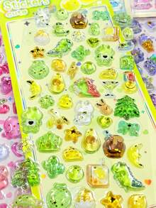 Cute New Cartoon Stickers, Fresh Reward Stickers, Dreamy Rabbit Crystal Embossed Stickers, Foam Notebook Decorative Stickers - Multicolor - View 8