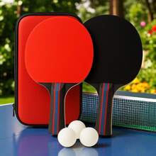 TendenciaPack de 2 raquetas de ping pong Diversiones Bago Kit 2 Raquetas y 3 pelotas roja/negraCalidad premium - Rojo/Negro - Ver 3