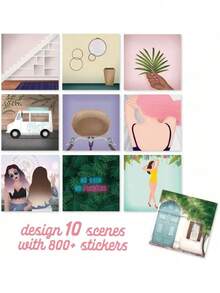 EstiloTendenciaSticker & Chill - Libro De Pegatinas Para Adultos - MáS De 800 Adhesivos Coloridos Reposicionables Crean DiseñOs En 10 PáGinas De Escenas Encuadernadas En Espiral, Actividad De RelajacióN FáCil,Calidad PremiumVersióN Mejorada - Pegatinas y refrigeración: Festival de las flores - Ver 2