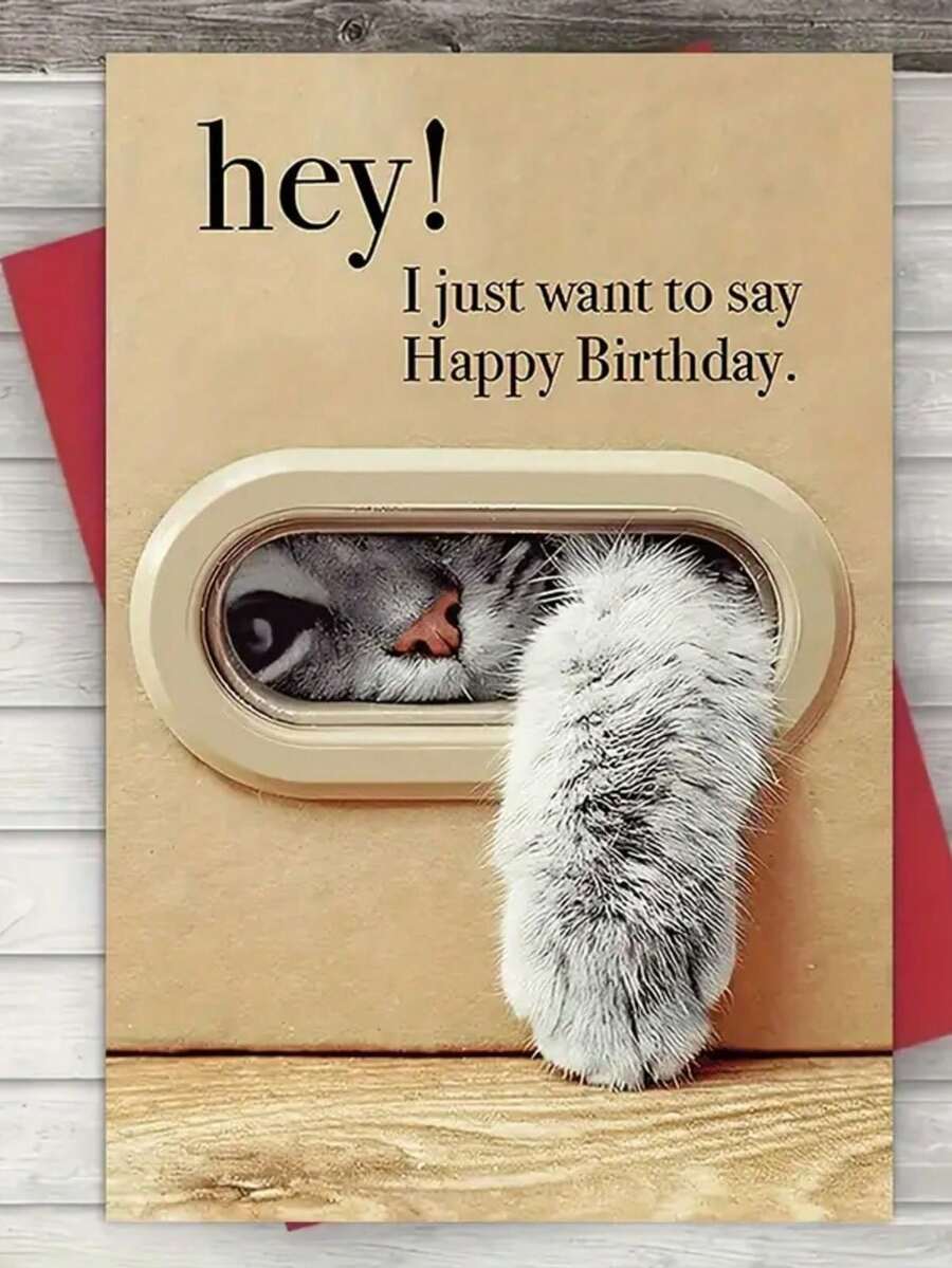 1pc Unique Cat Birthday Card, Best Gift For Family And Friends, Happy Birthday Card With Envelope, Unusual Things, Cute Aesthetic Items - 賀卡+信封 - 查看 1