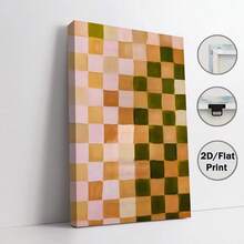 1 件现代简约棋盘格抽象墙艺术海报 - 粉色和橄榄绿方块帆布印刷品，无框横向网格艺术，适用于客厅、客厅墙面装饰、棋盘格壁纸、棋盘格艺术装饰、墙面装饰、墙画。 - 彩色 - 查看 15