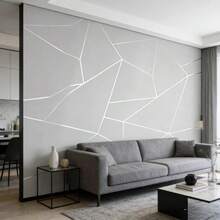 1 Roll 3D Geometric Diamond Pattern Home Decor, Waterproof Oil-Resistant Washable Self-Adhesive Wallpaper, Modern Style Peel And Stick Wall Paper, Customizable For Bedroom, Living Room, Kitchen Decor, TV Background, Wall Decor, Room Decor, Wall Sticker, Wall Panel - Silver - View 5