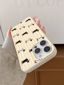 1个腊肠犬条纹图案米色TPU皮革质感软手机壳，兼容苹果17、Air、17 Pro、17 Pro Max、16 Pro Max、16E、14/13、12、11 Pro Max、XS Max、X、XR、8、7、Plus以及三星Galaxy A06、A16、A55、A56、A17、S24FE、S25U，适合作为生日礼物，送给女朋友、男朋友或自己使用，防摔。 - 彩色 - 查看 8