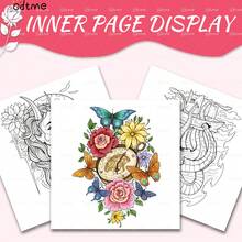 1 Beautiful World Adult Coloring Book, 24 Pages Of Exquisite Floral And Butterfly Patterns, Thick Paper, Pearl Paper Cover, Ideal Gift For Valentine's Day, Women's Day, Birthday, Easter, Back To School, Size: 7.9x7.9 Inches - Multicolor - View 5