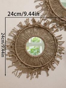 1个波西米亚风格圆形流苏镜，适合客厅、卧室悬挂，波西米亚风格装饰圆形镜，农舍风格家居装饰镜，流苏串珠装饰镜，室内壁挂镜，简约波西米亚风格镜，农舍风格梳妆镜，适合客厅、卧室、浴室、儿童房、玄关。 - 彩色 - 查看 12