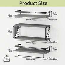 Tomnk 3+1 Tier Wall Mounted Bathroom Shelves Over Toilet, Bathroom Organizer Storage, Room Decor, Floating Shelves, Rustic Wood Floating Shelves With Metal Frame And Towel Bar For Bathroom, Kitchen, Bedroom, Living Room - 彩色 - 查看 19