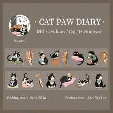 35mm*2M 可爱猫咪甜点图案和纸胶带，哑光PET材质，用途广泛，适用于剪贴簿、日记、计划本、家居装饰、DIY手工、学习用品等。 - 彩色 - 查看 19