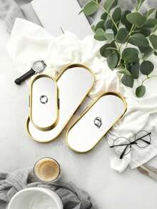Luxury Gold Mirror Glass Vanity Tray, Nordic Aluminum Alloy Frame Storage Tray, Suitable For Perfume, Jewelry, Skincare, Cosmetics, Bathroom And Vanity Decor - Multicolor - View 8