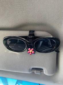 1pc Cute Flower Pattern Car Sunglasses Clip, Multi-Functional Visor Organizer For Sunshade, Tickets And Name Card