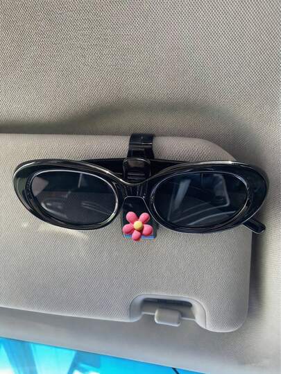 1pc Cute Flower Pattern Car Sunglasses Clip, Multi-Functional Visor Organizer For Sunshade, Tickets And Name Card