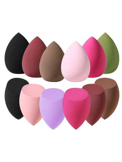 12PCS Non-Absorbent Makeup Sponge Set: Soft Blending Beauty Sponges – Dry & Wet Dual-Use For Flawless Full-Face Base