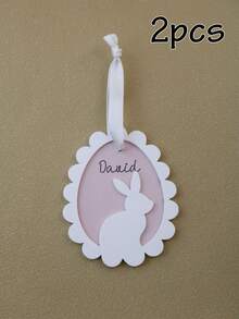 LICVIC Custom Easter Eggs Ornaments-With Rabbit Pattern, Personalized Easter Basket Stuffers, Customized Name Easter Decorations, Customizable Easter Tree Decorations, Easter Gifts, Party Decor, Room Decor, Living Room, Couples, Family, Friend, Kids Gift - Style a - View 13