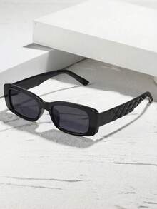 1 Cặp kính râm hình chữ nhật unisex, kiểu dáng retro, phù hợp để đeo hàng ngày, đi nghỉ mát và du lịch. - màu đen - Xem 2